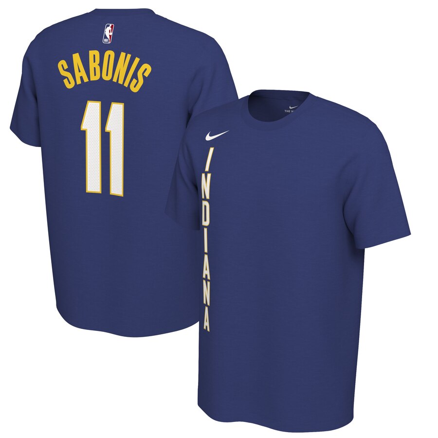 Men 2020 NBA Nike Domantas Sabonis Indiana Pacers Royal 201920 Earned Edition Name Number TShirt